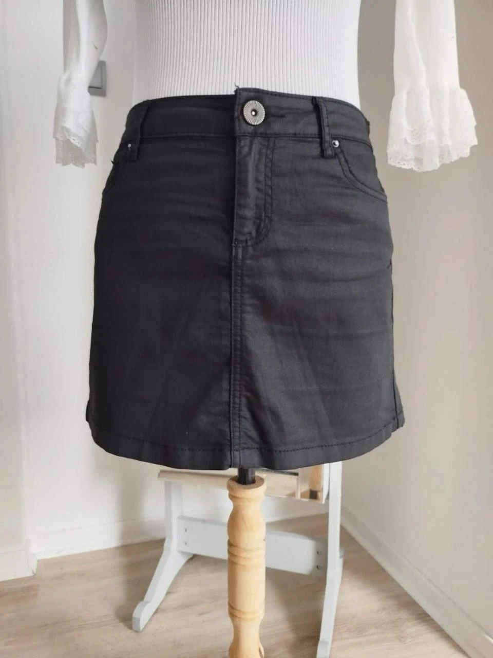 💜Jupe courte en jean noir noire style denim Best Mountain Femme Taille M / 38